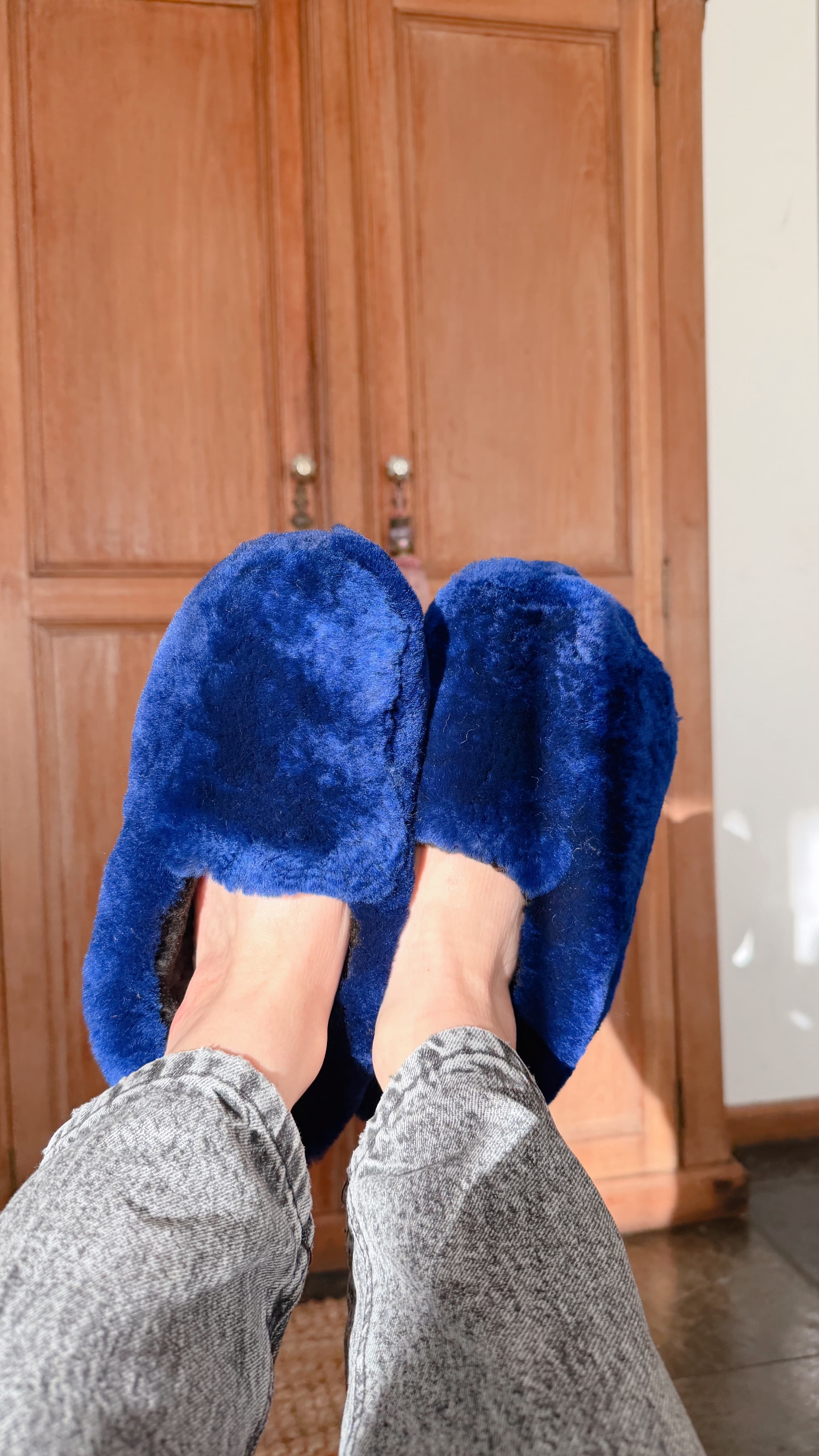 Pantufla adulto clasica azul